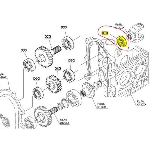 [09500-20408] Bourrage sortie de boîte KUBOTA série B - FZ - GZD, 09500-2040-8, 0950020408