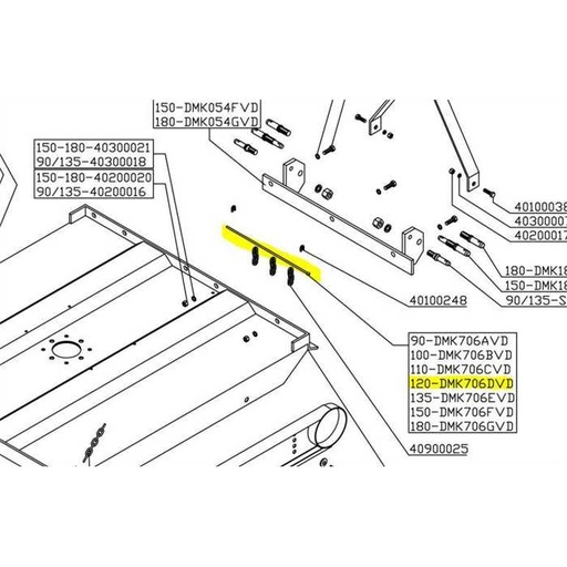 [DMK706DVD] Barre support de chaine faucheuse de refus DELMORINO PMK120, 706DVD, DMK706DVD