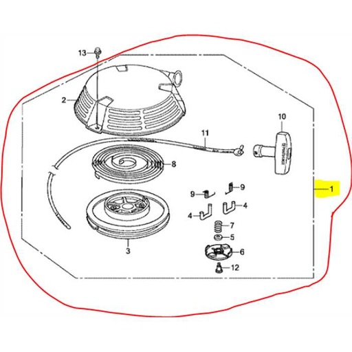 [28400-Z1V-702ZB] Lanceur complet HONDA UM616-GXV160, 28400Z1V702ZB, 28400-Z1V-701ZB, 28400Z1V701ZB