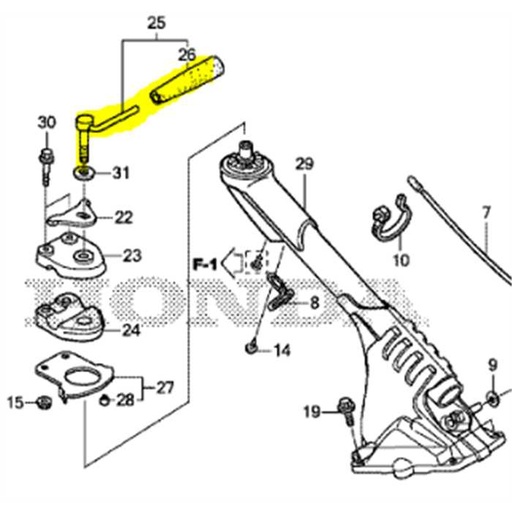 [53140-V42-650] Levier de réglage hauteur et orientation de manche HONDA jf500, 53140-V42-650