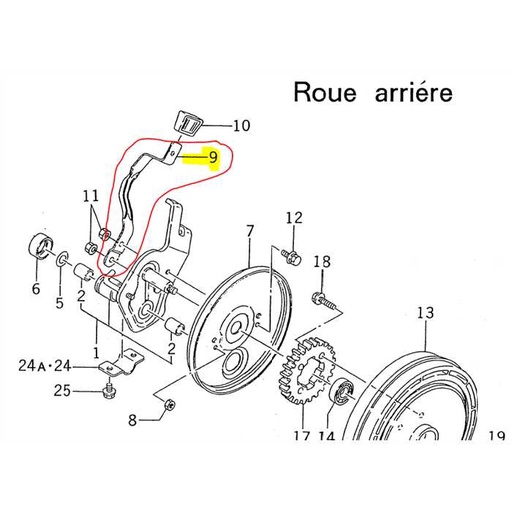 [2500-376-013-20] Levier réglage hauteur de coupe arrière ISEKI SW621, 250037601320, 2500.376.0132.0