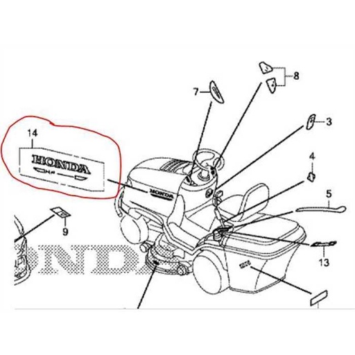 [87505-VK1-G10] Autocollant de capot HONDA HF2417 nouveau modèle, 87505VK1G10, 87505-VK1-G10