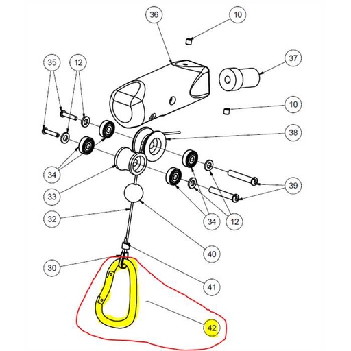 [MZHS140014000] Mousqueton embout harnais GTM Elephant Trunk V2, S140014000, MZHS140014000, 140014000