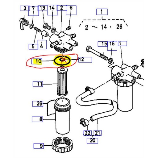 [14301-43650] O-Ring de cuve a carburant KUBOTA B7000-B7001-B7100, 1430143650, 14301-43652, 004816-00390, 1430143652