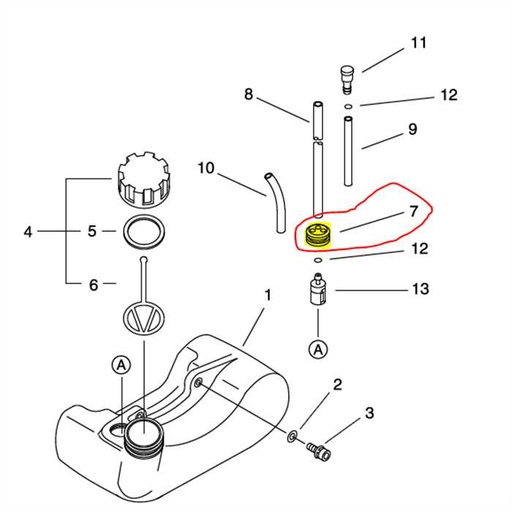 [132115-46730] Passe-tuyau de réservoir ECHO hca2400 - gt222es, 13211546730, 132115-46730, 5208166, 520-8166, V137-000030, V137000030, ECV137000030