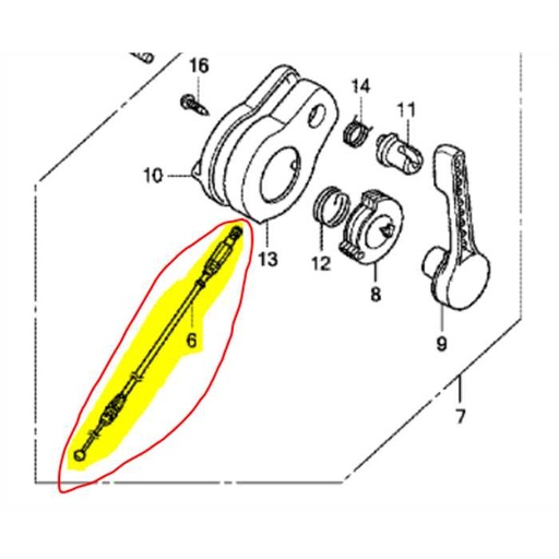 [54530-VH7-F50] Cable embrayage de lame HONDA HRX537 VY, 54530VH7F50, 54530-VH7-F50