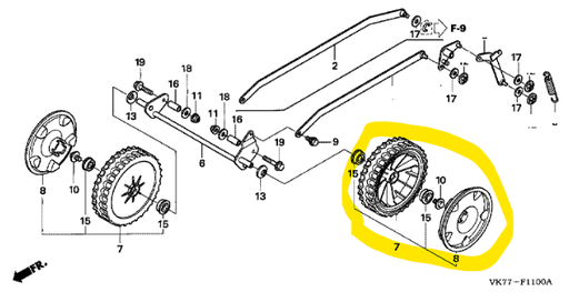 [44700-VK8-000] Roue complete avant HONDA HRX426CSXE, 44700-VK8-000