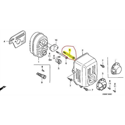 [90004-ZL8-000] Vis pot échappement HONDA 6X79 (CT200), 90004ZL8000, 90004-ZL8-000