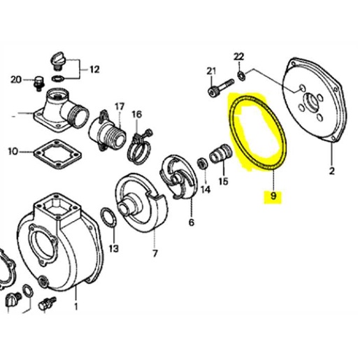 [78112-YE5-003] Joint anneau de carter pompe a eau HONDA, 78112YE5003, 78112-YE5-003