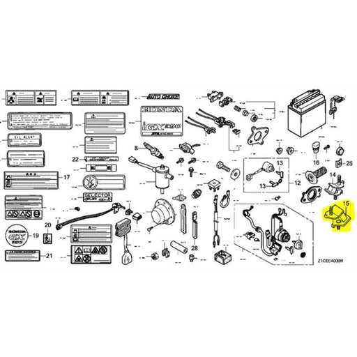 [68325-899-000] CAOUTCHOUC INFERIEUR MOTEUR HONDA GX390, 68325-899-000