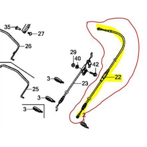 [54510-VK8-M50] Cable de traction HONDA HRX476 série VK - VY, 54510VK8M50, 54510-VK8-M50