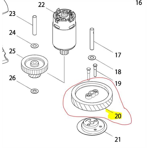 [227728-7] Engrenage entrainement de lame helicoidal Makita dum168, 2277287, 227728-7, 3240890319722