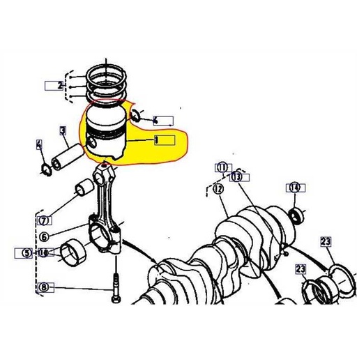 [15221-21110] Piston STD Kubota série L175-L185-L2050-L225-L235-L245, 1522121110, 15221-2111-0