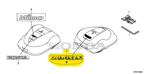 [87150-VP9-000] Plaque d'avertissement Honda Miimo 3000, 87150-VP9-000