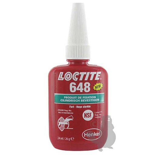 [LOCTITE648-24ML] Blocpresse 24 ml LOCTITE 648 - Fixation des roulements Bagues chemises inserts poulie s etc. Car, LOCTITE648, 8207022, 820-7022