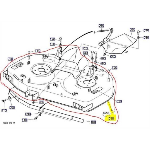 [K5245-97120] Plateau de coupe nu KUBOTA RC42 - GZD15, K5245-97121, K5245-97124, K5245-9712-2, K524597123, K5245-9712-0, K524597120, K5245-9712-3, K524597121, K5245-9712-4, K5245-97123, K5245-9712-1, K524597122