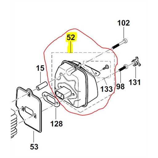 [130.174.100] Pot échappement complet Dolmar PS6100, 130174100, 130.174.100, D130174100