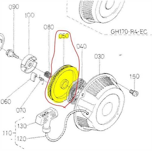 [12354-61520] Poulie de lanceur KUBOTA GH170, 12354-6152-0, 1235461520