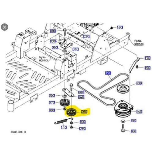 [K3011-13522] Poulie de tension hydrostatique Kubota Z122R, K301113522, K3011-1352-2