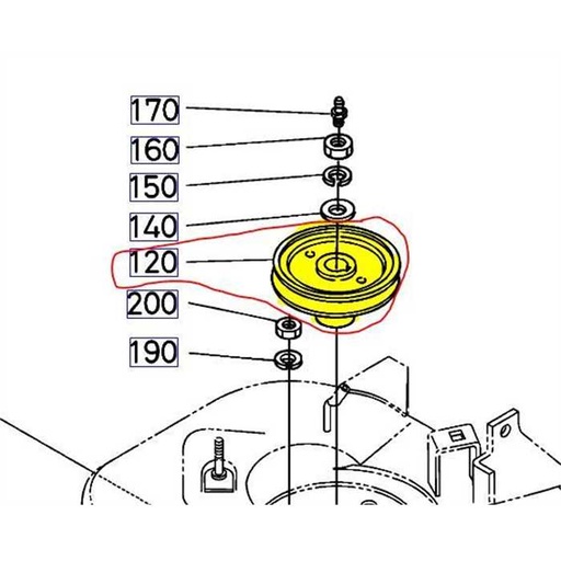 [K5410-71140] Poulie de lame droite KUBOTA G21, K541071140, K5410-7114-0