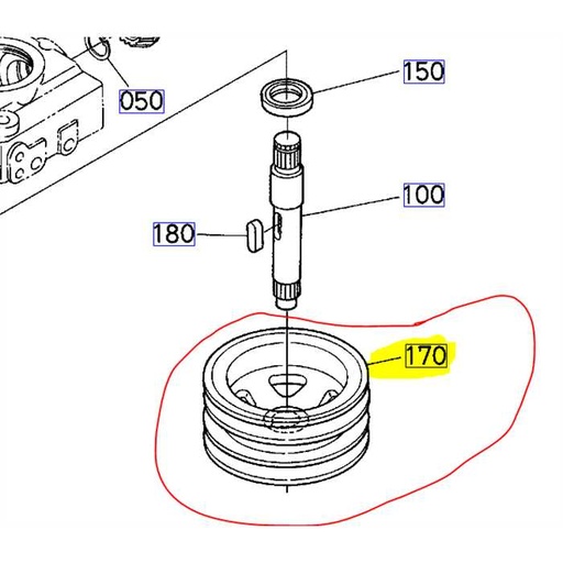 [K5410-71240] Poulie double moyeu central KUBOTA rck48grec2, K541071240, K5410-7124-0