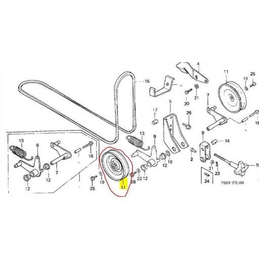 [75560-750-000] Poulie tendeur HONDA HT3810-HT3813, 75560750000, 75560-750-000