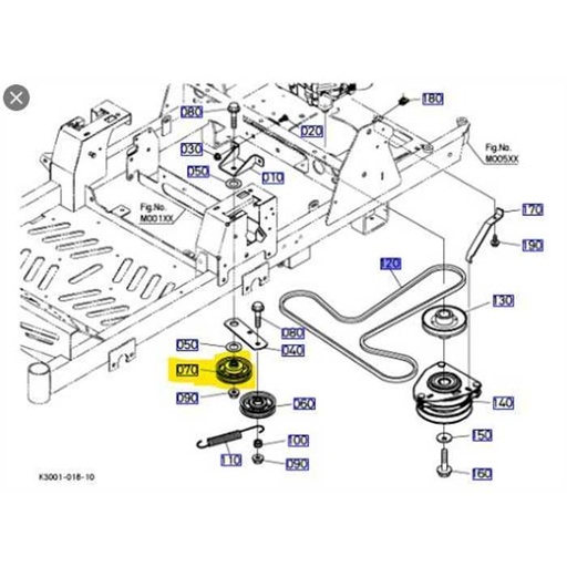 [K3011-13542] Poulie avancement hydrostatique Kubota Z122R, K301113542, K3011-1354-2