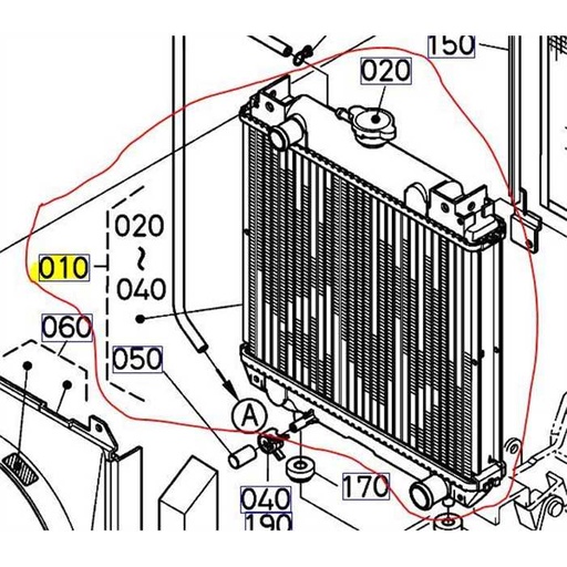 [K2110-85011] Radiateur complet KUBOTA GR1600-II apres s/n:500001 KUBOTA G2160, K2110-85010