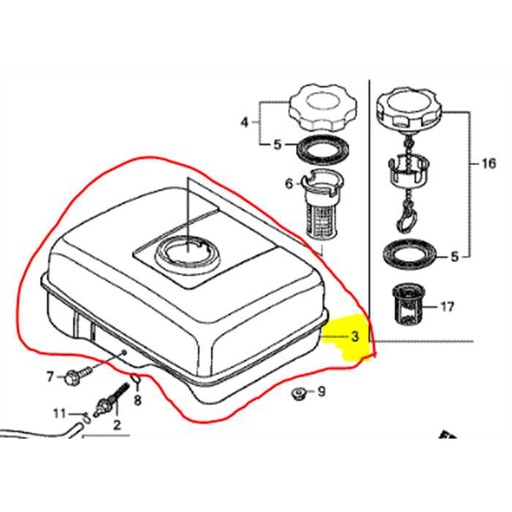 [17510-Z0T-010ZC] RESERVOIR NU HONDA GX140-GX160-GX200, 4205175, 17510-ZE1-020ZA