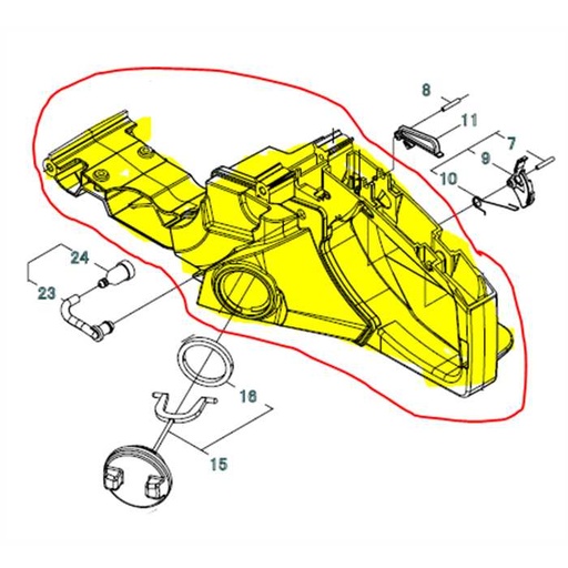 [39311-32021] Réservoir complet Shindaiwa 452s, P021-040406, P021-040407, SI3931132021, 3931132021, P021040407, P021040406