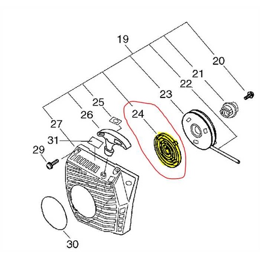 [P022-006250] Ressort de lanceur Shindaiwa 452s, P022006250, P022-006250