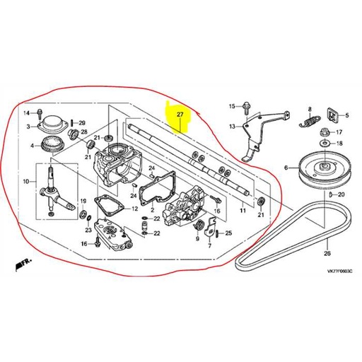 [20001-VE5-A10] Boite à  vitesses Hydrostatique complète HONDA HRX476 HY 1ere génération, 20001-VE5-A11, 20001-VK8-B50