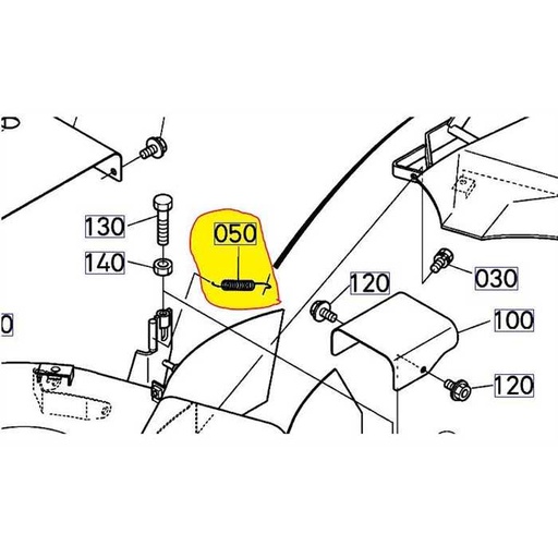 [K5243-71210] Ressort rappel de trappe KUBOTA GC400 - GZD15, K524371210, K5243-7121-0