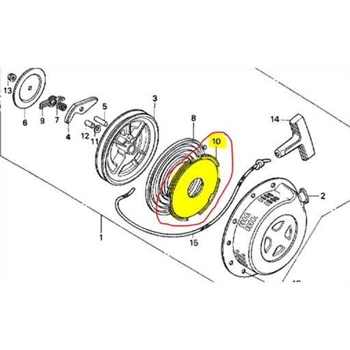 [28445-ZE1-003] Boite ressort lanceur GX110-120-140-160-f310, 28445ZE1003, 28445-ZE1-003