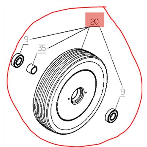 [ET23276] Roue arrière complète ETESIA PHCT, 23276, ET23276