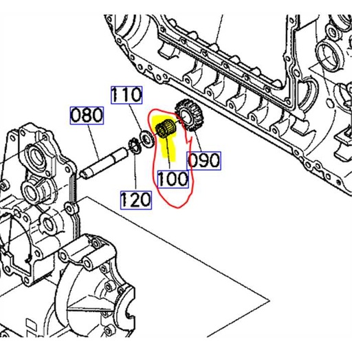 [K1253-14330] Roulement interne pignon engrenage prise de force KUBOTA GR2100, K125314330, K1253-1433-0