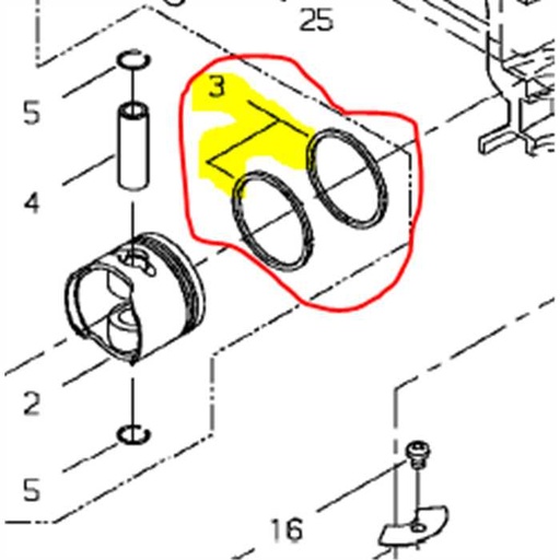 [A101000390] Segment de piston Shindaiwa dh2510t, A101000390, A101-000390