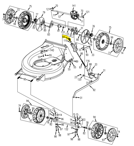 [MZ5352100605] Bouton verrouillage hauteur de coupe GTM535, MZ5352100605