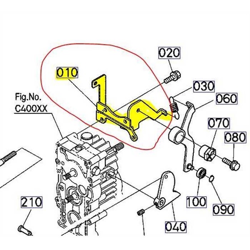 [K1253-36142] Support tringlerie de boite KUBOTA GR2100, K125336142, K1253-3614-2, K125336140, K1253-36140