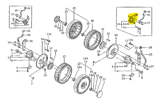 [2500-326-250-20] support de roue ISEKI arriere droit, 250032625020, 2500-326-250-20