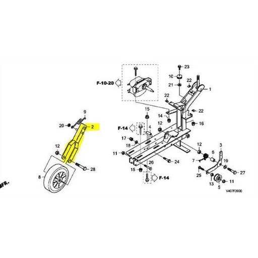 [80006-V40-003] Support de roue de transport Honda FG315, 80006 V40 003, 80006V40003