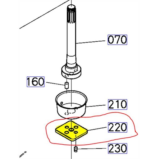 [K5453-34573] Support axe de lame KUBOTA G23, K545334573, K5453-3457-3