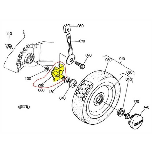 [65601-31210] Support de réglage levier hauteur de coupe avant Gauche Kubota, 6560131210, 65601-3121-0