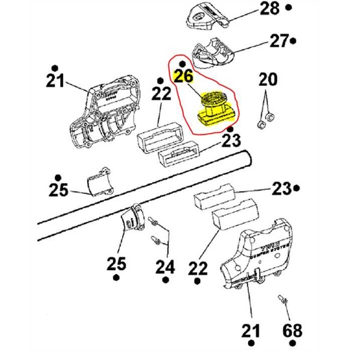 [AC-21609] Support de manche aluminium poignée ACTIVE série BT, 21609, AC21609