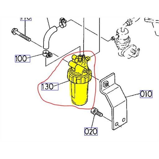 [16261-43010] Support de filtre a carburant complet KUBOTA, 1626143010, 16261-4301-0