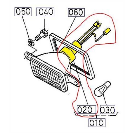 [67111-55780] Support ampoule de phare KUBOTA B1200-B1400-B1500-B1600-B4200 soquet phare kubota, 6711155780, 67111-5578-0,  67111-55781,  6711155781