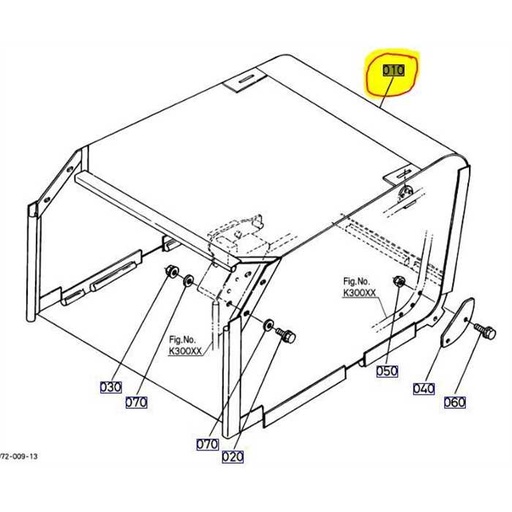 [K6072-63540] Toile de bac Kubota G21-LD vidange au sol, K607263540, K6072-6354-0, K6071-6354-0, K6071-63540, K607163540