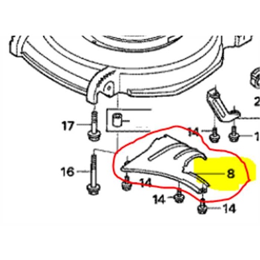 [76142-VF0-750] Tole bas éjection HONDA HRD - HRH, 76142VF0750, 76142-VF0-750