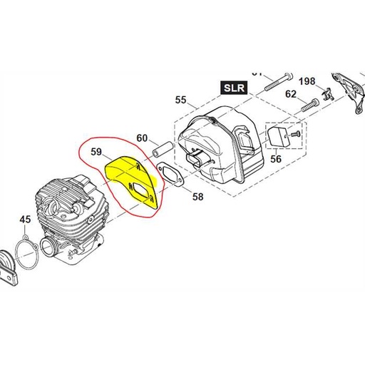 [038.174.023] Tole échappement protection de cylindre Dolmar PS7310-7910, 038174023, 038.174.023