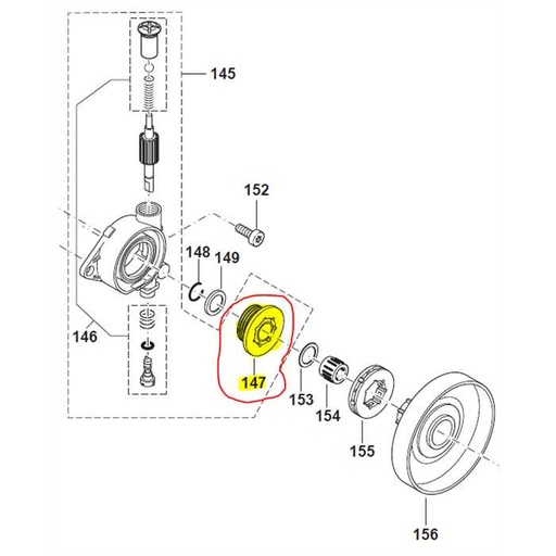 [027.245.010] Vis entrainement pompe a huile Dolmar 109-115, 027245010, 027.245.010